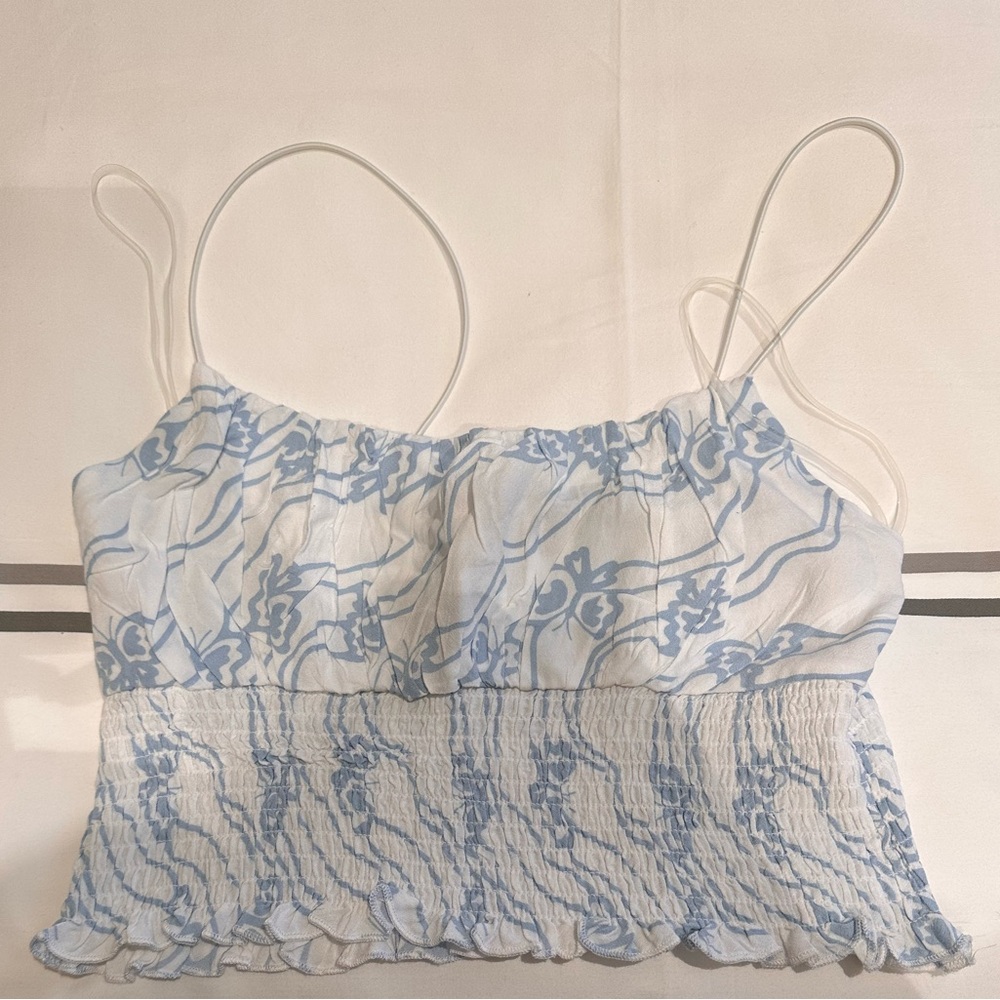 NWOT pacsun Blue and White Floral Spaghetti Strap Top